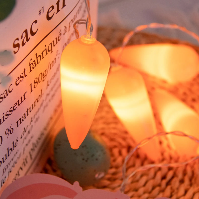 1.5m Easter LED Bunny String Lights for Home Decor Carrot Rabbit Chick Egg Fairy Light Garland Ornament Happy Easter Party Gifts