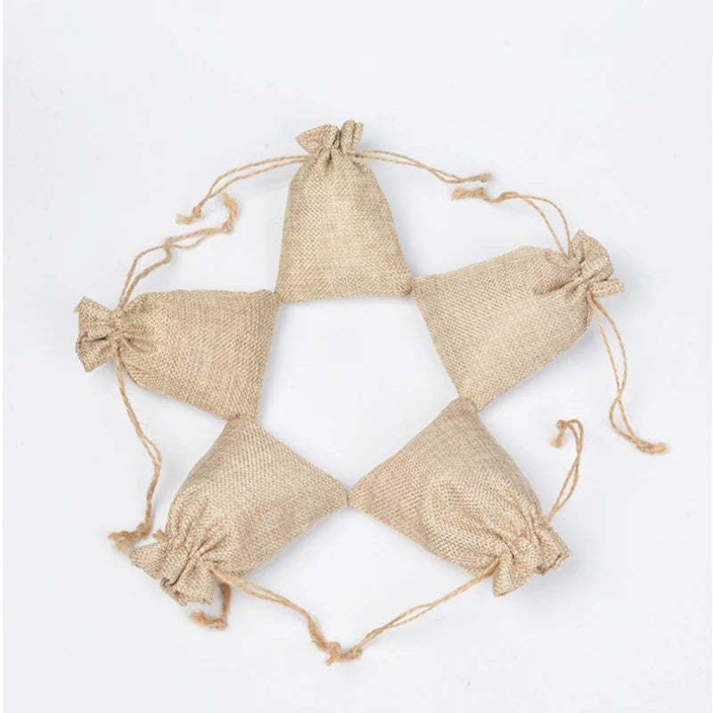 Burlap Gift Bags with Drawstring, Jute Bags, Linen Sacks, Storage Bags for Wedding Favors, Party Jewelry Pouches, 10Pcs