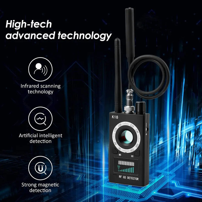 K18 Multi-function Anti-Candid Cam Wireless Lens Device Finder 1MHz-6.5GHz GSM Audio Bug Finder GPS Signal RF Tracker Detect