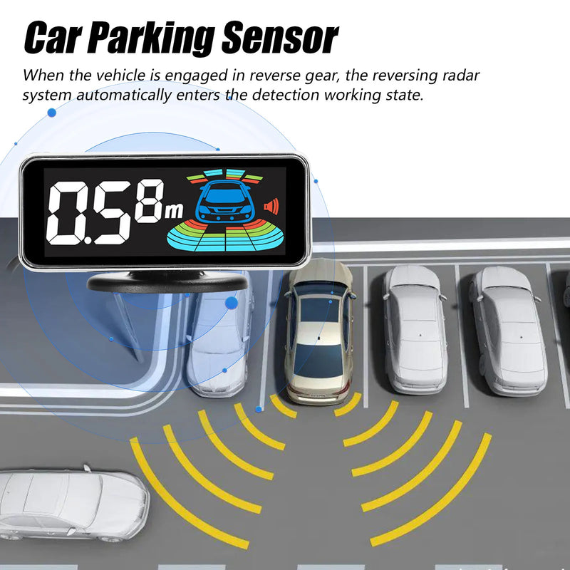 Rear Reversing Radars System LCD Display Car Parking Sensor Distance Detection Sound Warning Buzzer With 4pcs/8pcs Probes