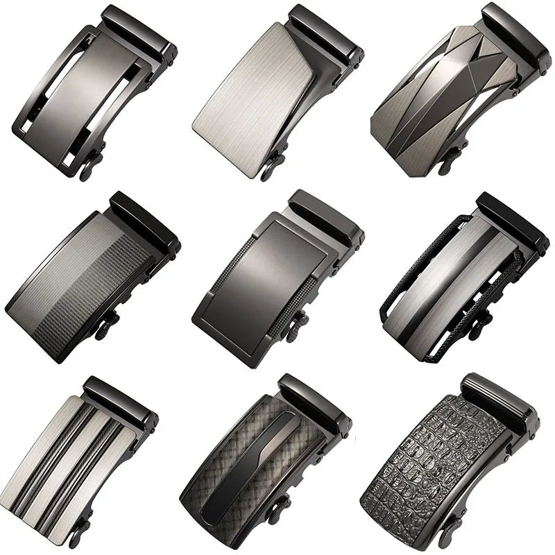Men's Belt Buckle Accessories Business Ratchet Automatic Alloy Metal Buckle For 3.5cm Width Leather Belt Strap No Holes