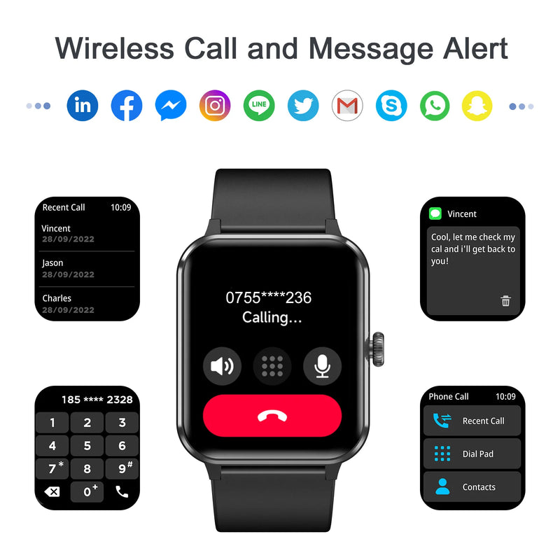 Baolubao 2024 NEW Smart Watch 1.85 inch Full Touch Voice Assistant Fitness Tracker Bluetooth Answer/Dial Weather, Christmas Gift