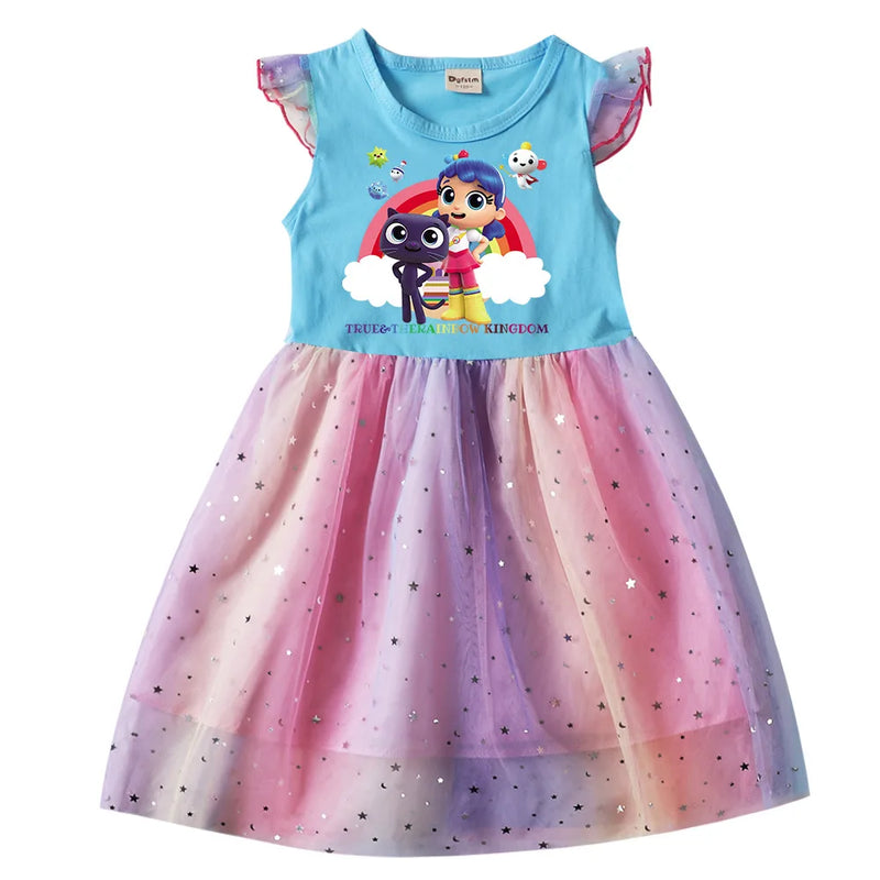 Cartoon True and The Rainbow Kingdom Costume Baby Girls Cute Summer Dress Kids Wedding Party Dress-up Children Princess Vestidos