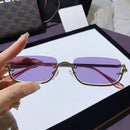 Luxury Brand Metal Half Frame Sunglasses Women Rectangle Shape Rimless Sun Glasses Men UV Protection Retro Punk Y2k Shades UV400