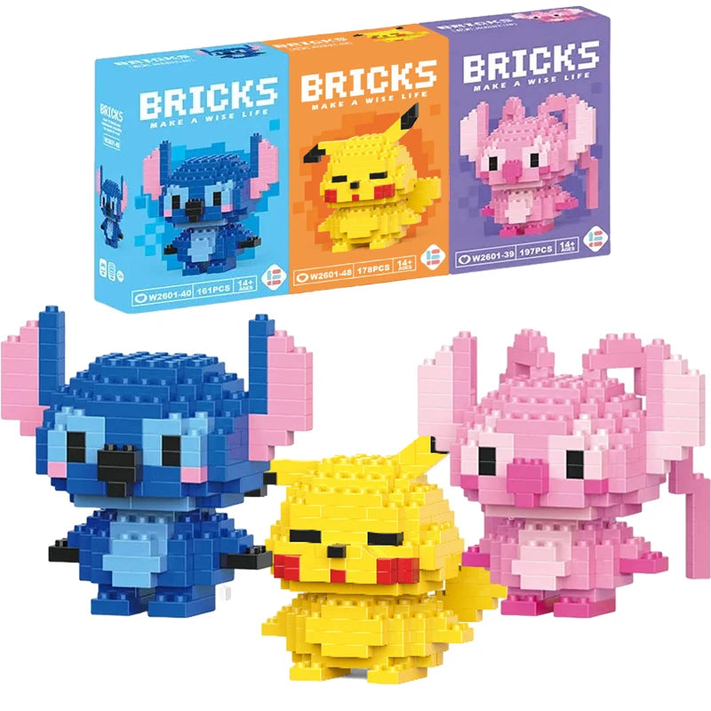 Disney LiLo Stitch Toy Building Blocks Lega Disney Blocks Cartoon Character Assembled Model building block Toys Birthday Gifts
