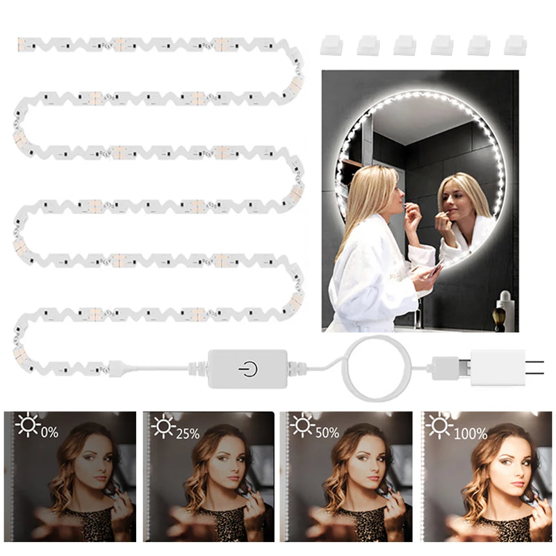 5M Led Vanity Mirror Lights Kit Dimmable Makeup Light Bathroom Mirror Lights USB LED Strip Lights Dressing Table Make Up Lamp