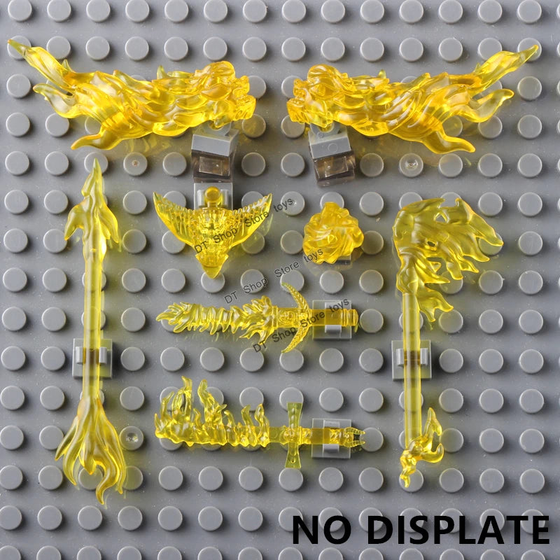 5PCS Cartoon Special Effects Pieces Arm Fist Wind Lightning Leg Flames Weapons Accessories Assemble Scene Bricks Kids for Toys