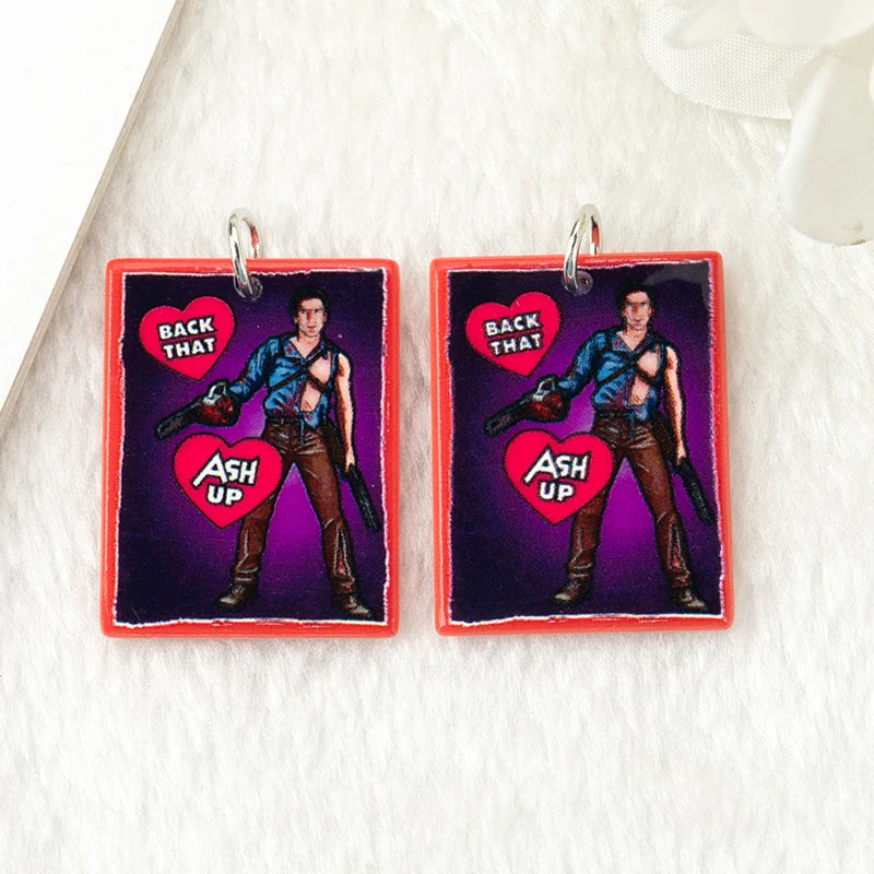 10Pcs Halloween Charms Two Side Print Acrylic Creative Pendant For Necklace  Keychain Diy Making