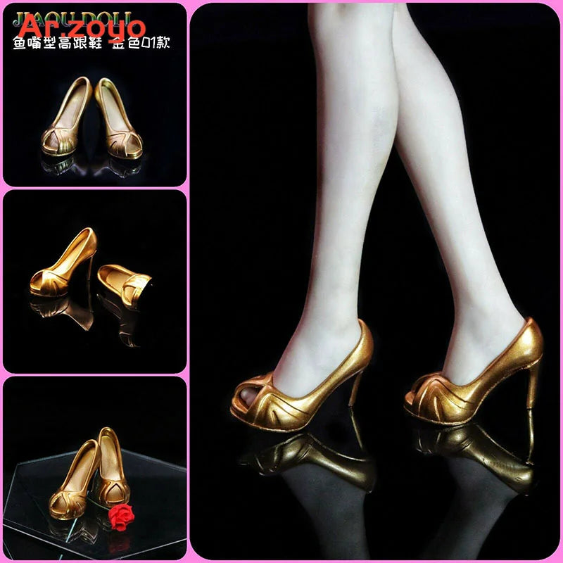 1/6 Scale Female Fishbill High Heels Shoes Model Fit 3.3cm Length feet Soldier Action Figure Body