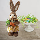 Cute Straw Rabbits Bunny Standing Decorations w/Carrots for Easter Party Home Garden Wedding Ornament Photo Props Crafts