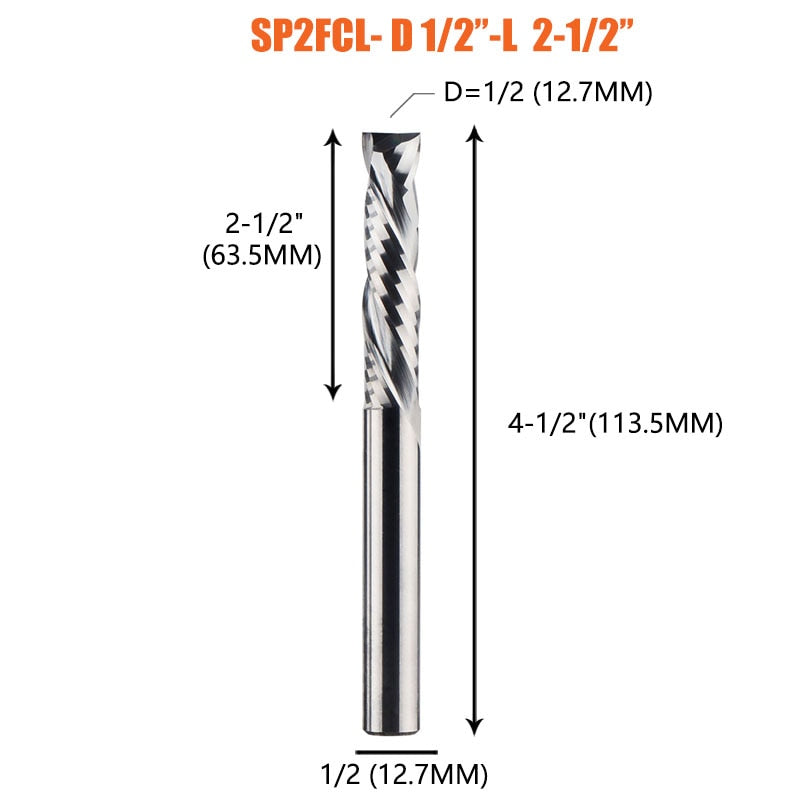 Compression milling cutter woodwork UP &amp; DOWN Cut Two Flutes Spiral Carbide Milling Tool CNC Router Wood End Mill Cutter Bits