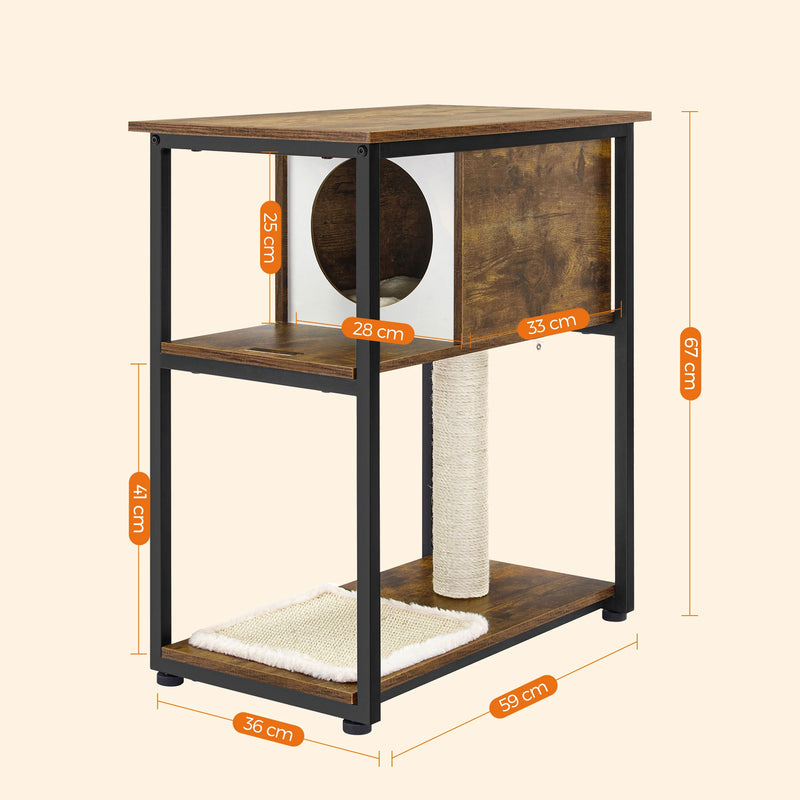 FEANDREA scratching post sisal logs, 2-in-1 furniture, vintage Brown