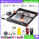 AlgoLaser Alpha MK2 Laser Engraver 20W Output Power 3.5” Color Touch Screen App Offline Control DIY Engraver Tool for Metal MDF