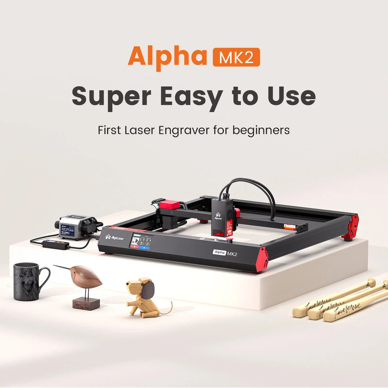 AlgoLaser Alpha MK2 Laser Engraver 20W Output Power 3.5” Color Touch Screen App Offline Control DIY Engraver Tool for Metal MDF