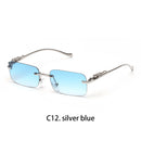 Ruiao rimless sunglasses UV400 fashion square metal glasses for men women designer man's brand sun glasses shades for outdoor