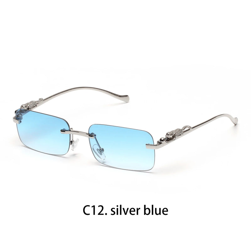 Ruiao rimless sunglasses UV400 fashion square metal glasses for men women designer man's brand sun glasses shades for outdoor
