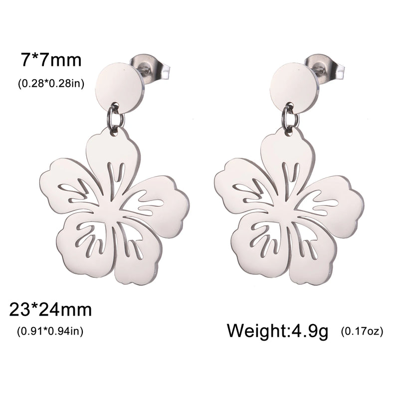 Skyrim Women Girls Flower Stud Earring Stainless Steel Gold Color Bohemian Drop Earrings Korean Fashion Jewelry Christmas Gift