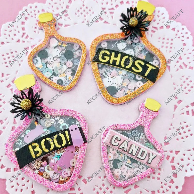 KSCRAFT  Halloween Potion Bottle Shakers Cutting Dies Stencils for DIY Scrapbooking Decorative Embossing DIY Paper Cards