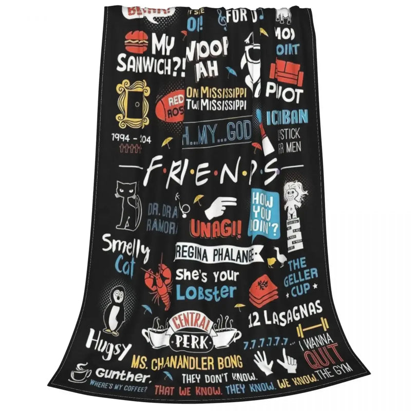 Friends TV Show Series Blanket Cover Flannel Cartoon Central Perk Lightweight Thin Throw Blanket for Bedding Couch Bed Rug