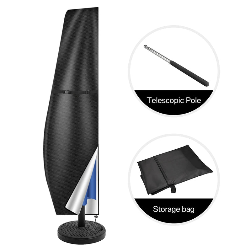 Waterproof Oxford Cloth Outdoor Sunshade Umbrella Cover Garden Weatherproof Patio Cantilever Parasol Rain Cover with Push Rod