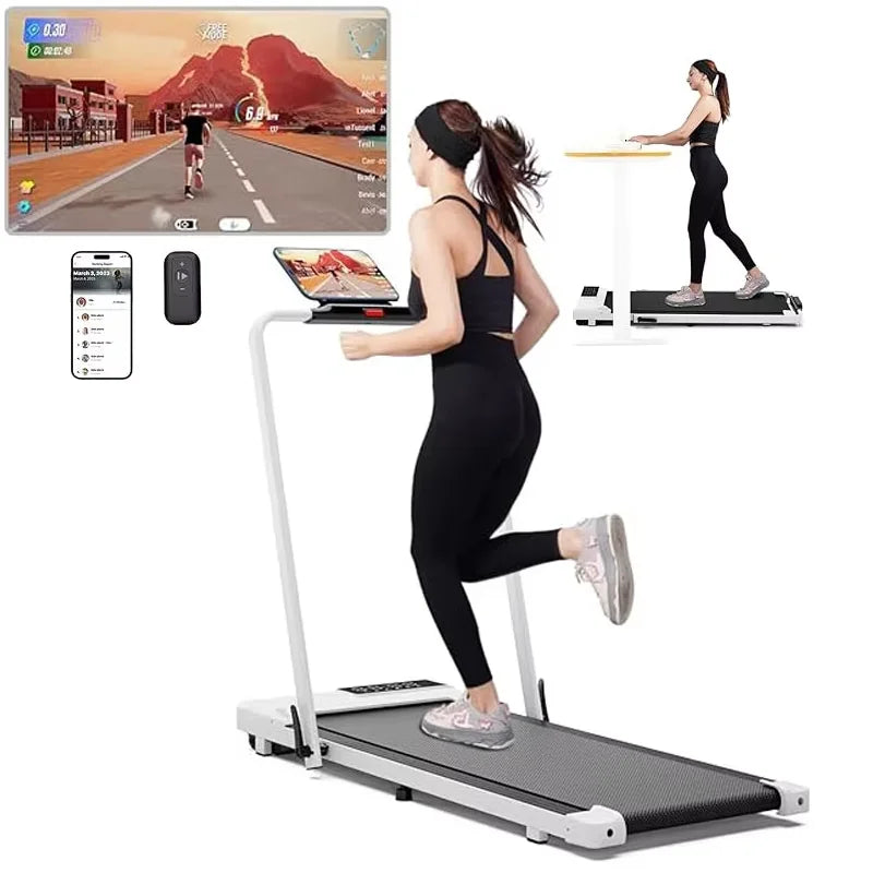 Superun 3 in 1 Folding Treadmills for Home, 3.0HP Powerful and Quiet Under Desk Treadmill, 300 lbs Capacity Foldable Walking Pad