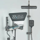 White Bathroom Shower Faucet with Digital Display 4 Function Wall Mount Hot Cold Water Tap Piano Bathroom Shower System