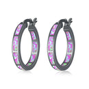 CiNily White Fire Opal Hoop Earrings With Stone Silver Plated Small Round Circle Chic Summer Punk Jewelry Best Gifts for Woman