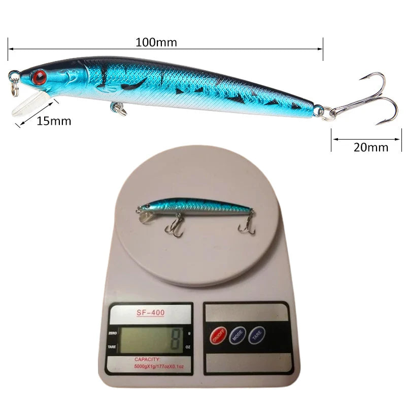 Long Tail Minnow Fishing Lure 10cm 9g Floating Hard Bait Artificial Wobbler Crankbait 3D Eye 10 Color Carp Perch Fishing Tackles