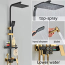 4-Function Button Digital Display Shower Faucet Set Chrome Rain Shower Column Constant Temperature Shower Wall Mounted