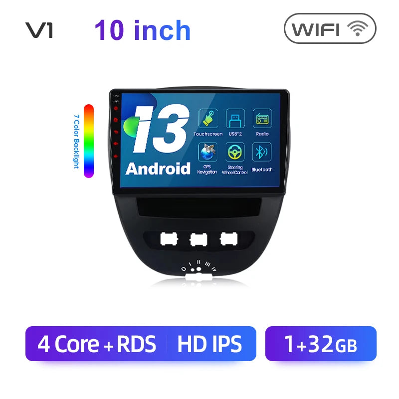 Junsun Android14 Wireless CarPlay for Apple Auto Car Radio Stereo for Peugeot 107 Toyota Aygo Citroen GPS TouchScreen Multimedia