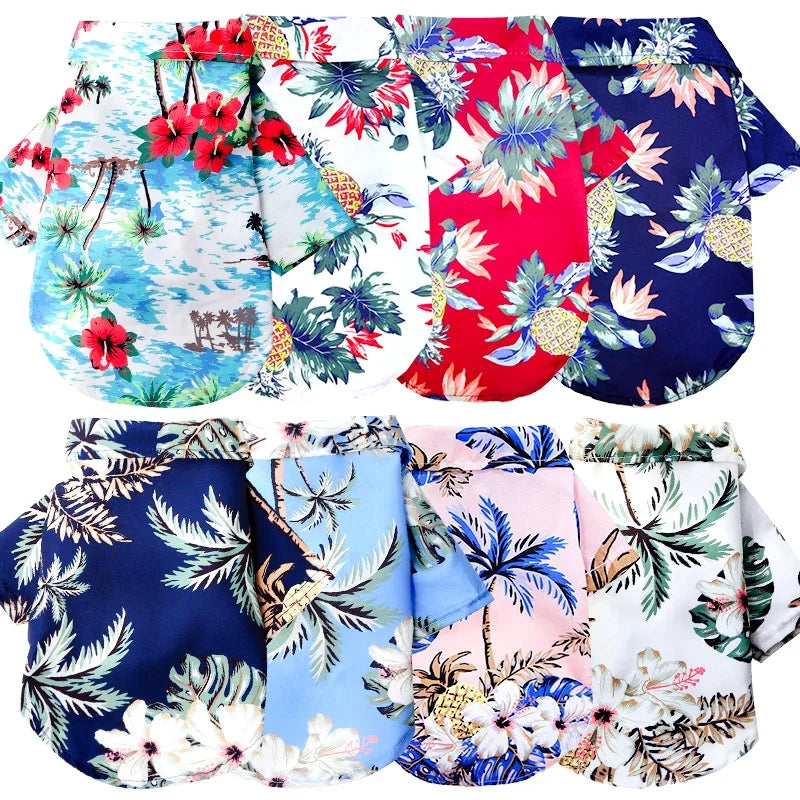 Hawaiian Style Summer Pet Shirt for Small Medium Dogs Chihuahua Yorkie Thin Breathable Vest Puppy Cat Beach T-Shirt Dog Costume