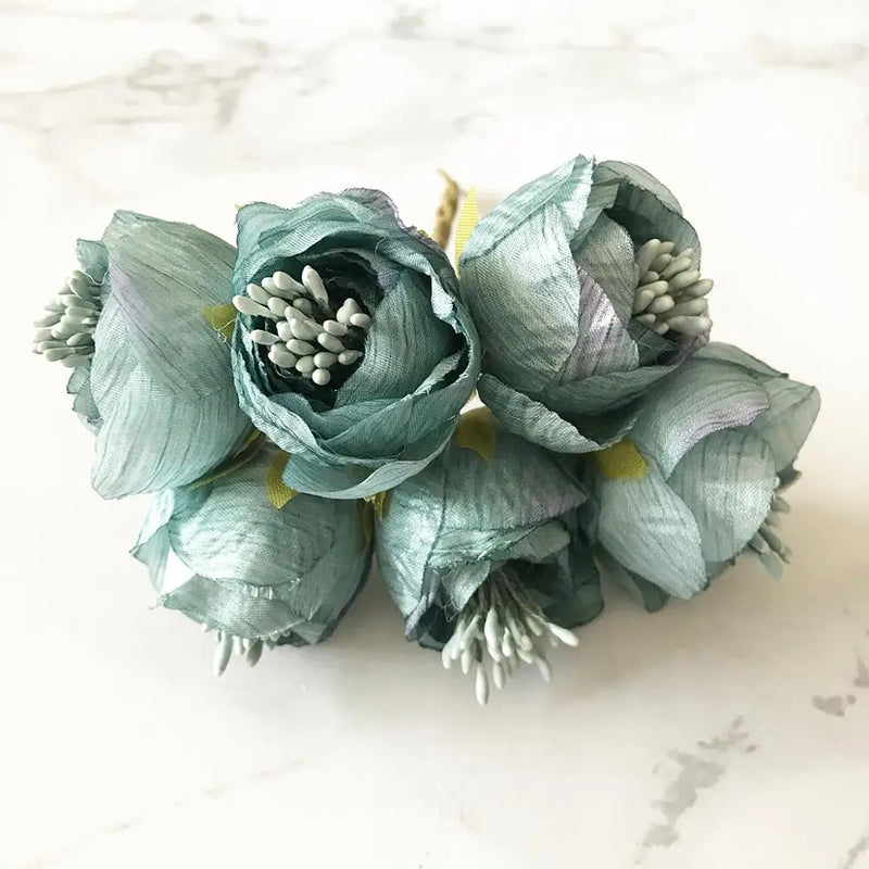 6pcs silk small tea buds roses bouquet artificial flowers for home wedding decoration accessories diy gifts christmas Garlands