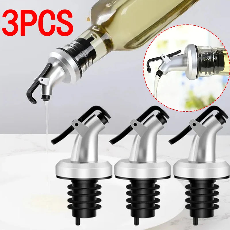 New Oil Bottle Stopper Rubber Lock Plug Seal Leak-proof Food Grade Plastic Nozzle Sprayer Liquor Dispenser Wine Pourer Barware