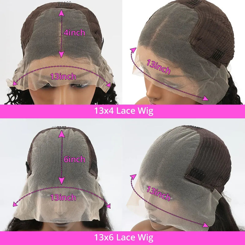 13x6 HD Lace Wig Bleached Hair Knots Deep Wave Human Hair Wigs 24 Inch 200% Density Glueless Deep Wave Lace Front Wigs for Women