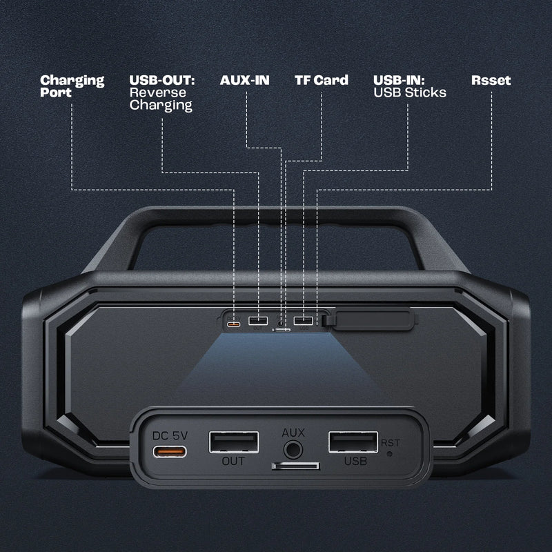 W-KING 80W Speakers Bluetooth Wireless, Portable Outdoor Speakers Loud with Bass Boost, Stereo Pairing, Reverse Charging, IPX6 W