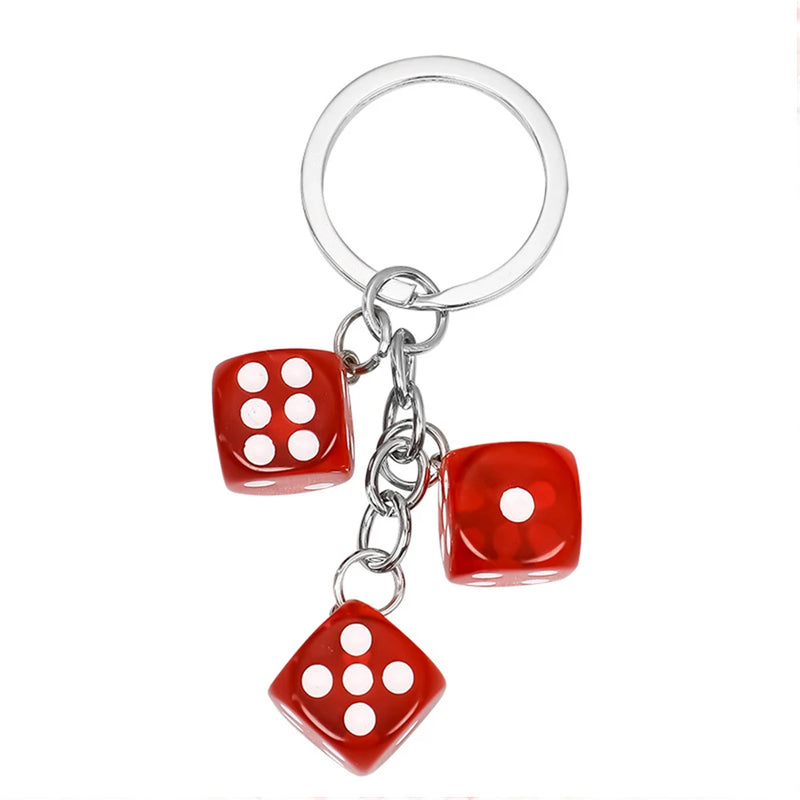 Creative Colourful Dice Keychain Fashion 3D Resin Dice Handbag Pendant For Women Men Car Key Holder Key Accessories Funy Gifts