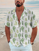 Men's Shirt Cactus 3D Print Men's Clothing Oversized Summer 2024 New Travel Hawaii Beach Hawaiian Harajuku Short Sleeves Shirt