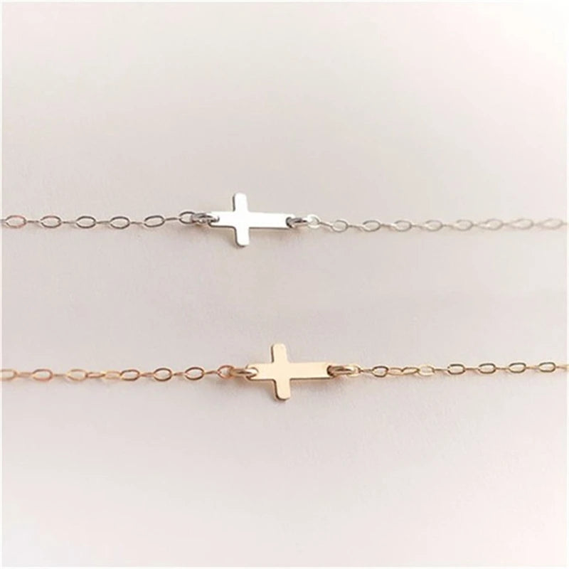 Jesus Christian Stainless Steel Womens Mens Horizontal Sideways Cross Bracelets   Charm Keepsake Girl Baby Bracelet