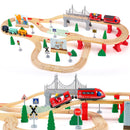 72/108 Pieces Montessori Set Of Children's Toy Wood Trains, Cars, Engineering Railway Wooden Train set Gift For Boys And Girls