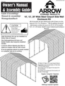 Arrow 20' X 9' One-Sided Carport Enclosure Wall Kit For 7' Or 9' Carports, Heavy-Duty Galvanized Steel Carport Enclosure Panel,