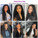 40 46 Inch Water Curly Deep Wave 13x4 13x6 HD Lace Human Frontal Pre Plucked Brazilian Natural Remy Hair Black Wigs For Women