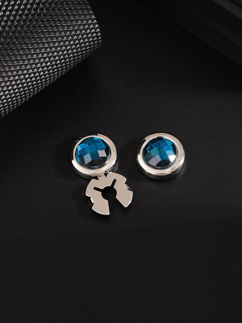 Luxury Rhinestone Button Cap Non-French Shirts Clamshell Cufflinks Round High-end Men's Shirt Buttons Accessories Gifts for Men