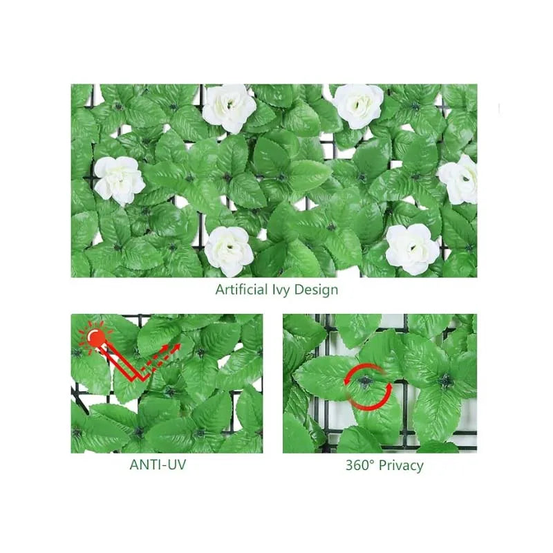 Artificial Ivy Privacy Fence,Faux Evergreen Leaf Hedges Invisible Fencing Panel for Indoor Outdoor Garden Fence Decor,