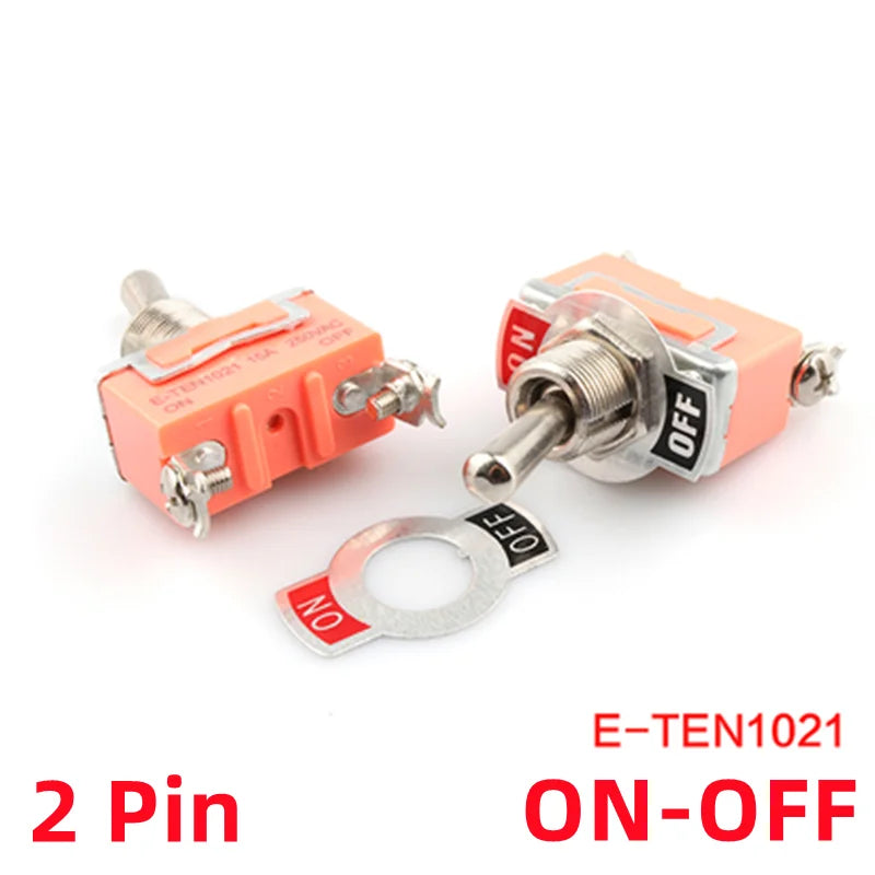 10 PCS,The Power Toggle Switch,ON-OFF/ON-OFF-ON,E-TEN Series,15A 250VAC,2/3/4/6Pin