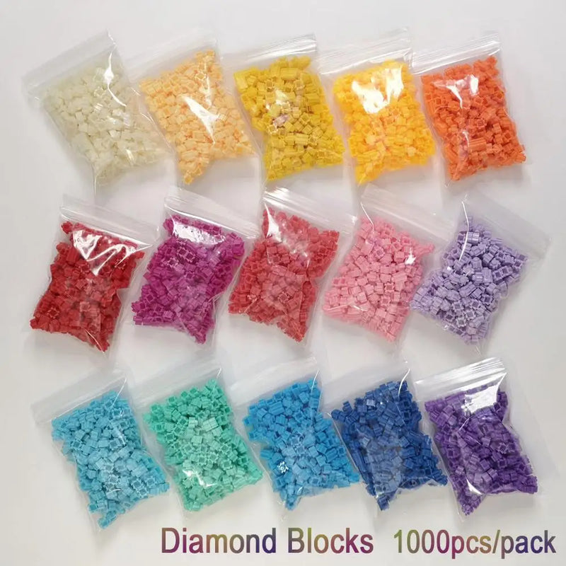 1000pcs 8*8mm Pixel Art Puzzle Micro Diamond Building Blocks 40colors DIY 3D Small Brick For Children's Toy Educational Kids