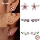 Bamoer Cute Romantic Fairy Elevs Exquisite Stud Earrings for Women Genuine 925 Sterling Silver Rainbow Ear Studs Luxury Jewelry