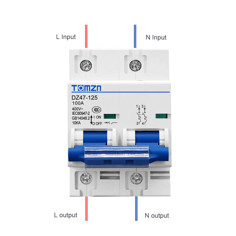 AC MCB 2P 80A 100A 125A 240V/415V 50HZ/60HZ nimi Circuit breaker 10ka