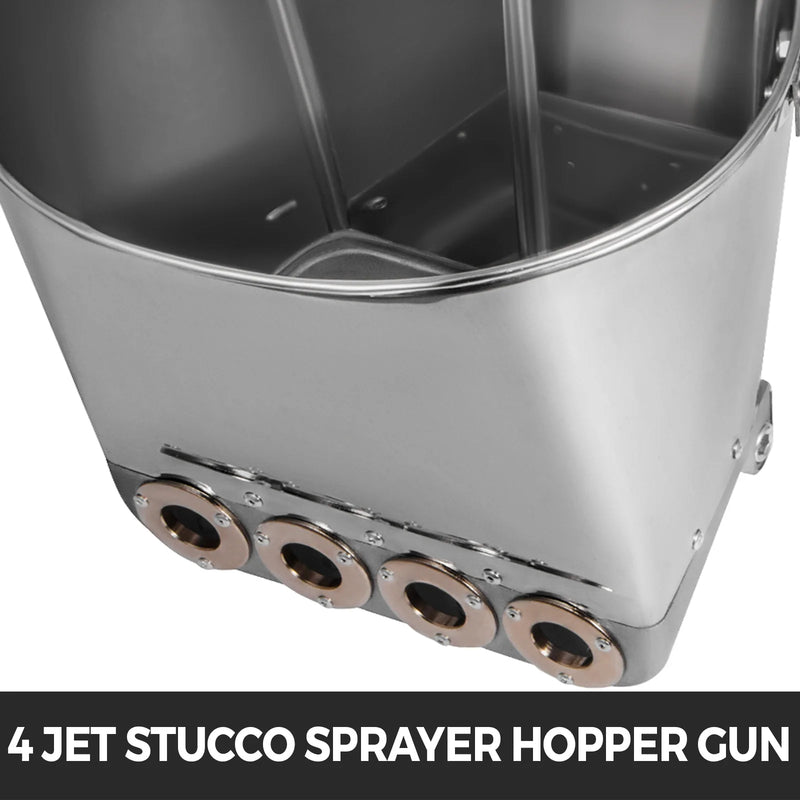 VEVOR Mortar Sprayer Gun 4-Jet 3kW Wall Stucco Shovel Hopper Ladle Cement Spray Gun Plaster Ceiling Paint Concrete Sprayer Tool