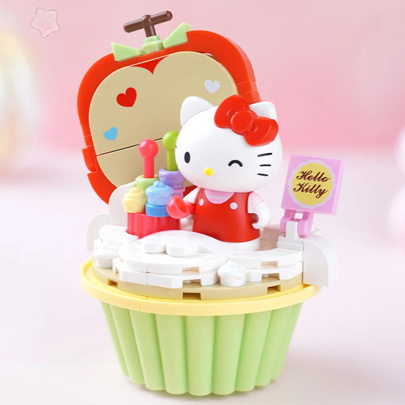 Original Keeppley Sanrio Kuromi My Melody Building Block Hellokitty Cartoon Cake Series Assembly Toys Cinnamoroll Boy Girls Gift