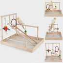 Wooden Bird Perch Stand Parrot Platform Playground Exercise Gym Playstand Ladder Interactive Toys Bird Supplies